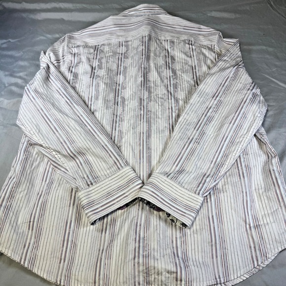 Robert Graham Paisley Floral StripedDress Shirt Classic Fit Flip Cuffs Men's 3XL - Picture 3 of 7